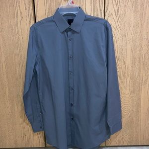 JF J.Ferrar Gray Dress Shirt, Slim Fit Medium